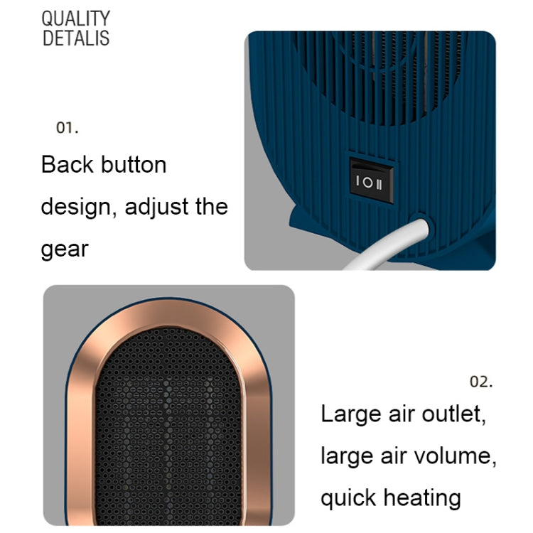 XH 1201 Winter Desktop Small Heater Quiet Fast Heat PTC Electric Heater CN Plug Green