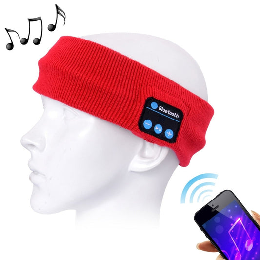 Knitted Bluetooth Headsfree Sport Music Headband with Mic for iPhone Samsung and Other Bluetooth Devices Red